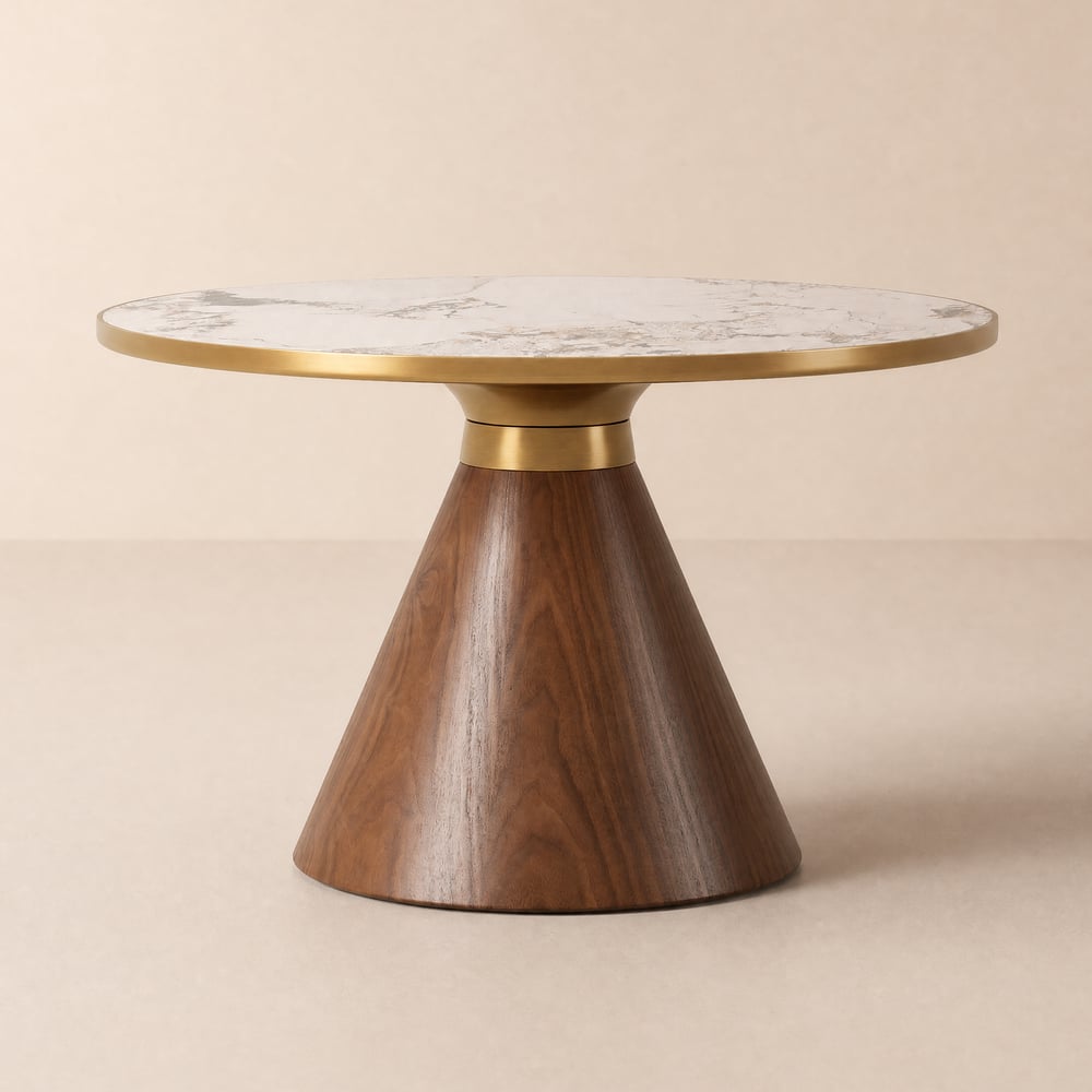 Sculra 711 mm Round Walnut Sintered Stone Top Coffee Table window image