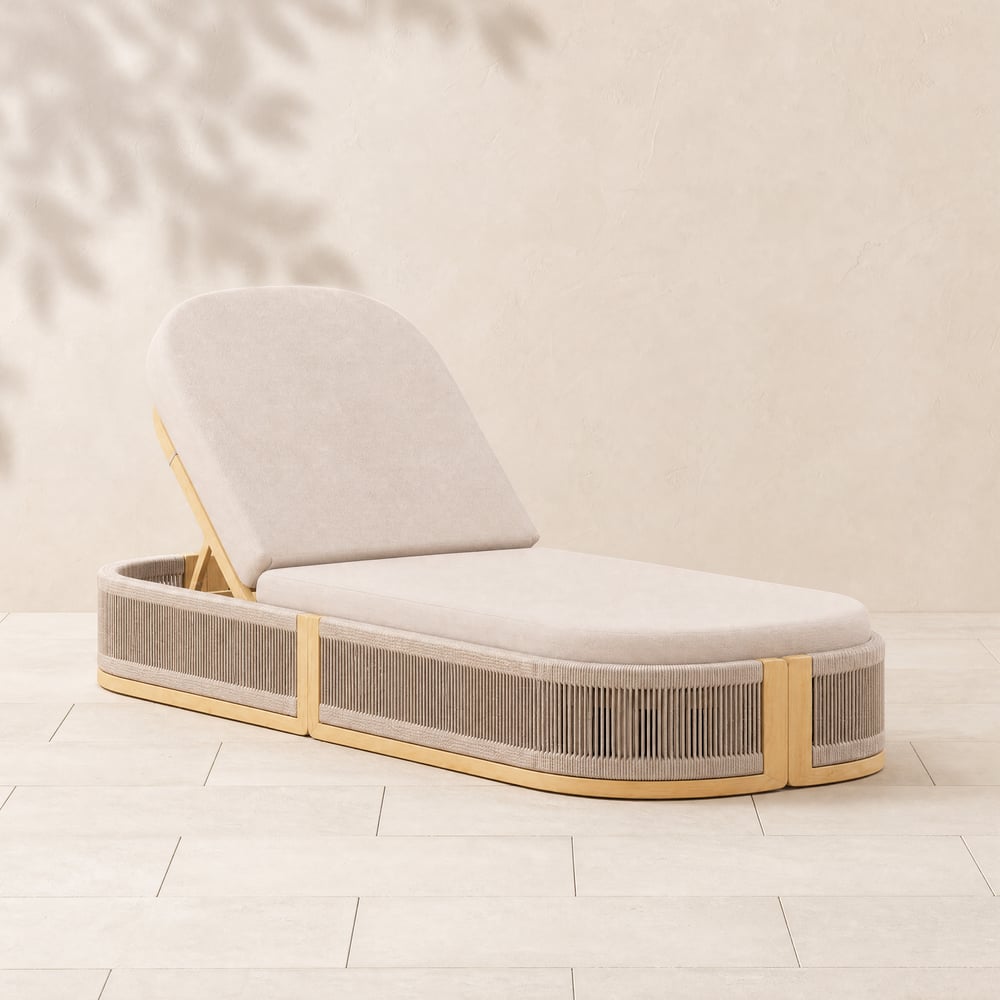 Costra Outdoor Aluminum & Rope Weave Reclining Chaise Lounge in Ivory window image