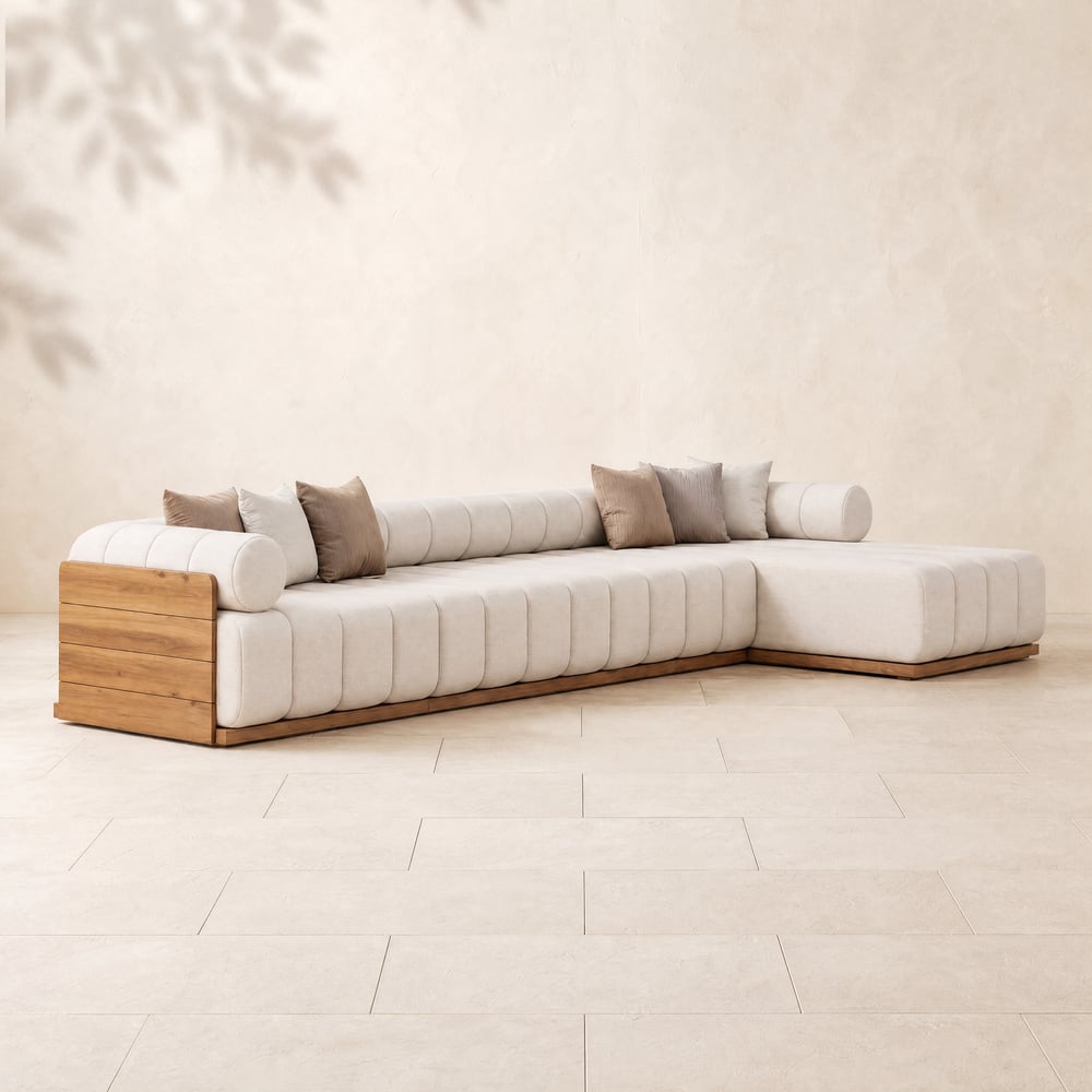 Resaro Outdoor 4-Piece Teak Modular Sectional Set for 5 in Dark Grey (5 cm) window image