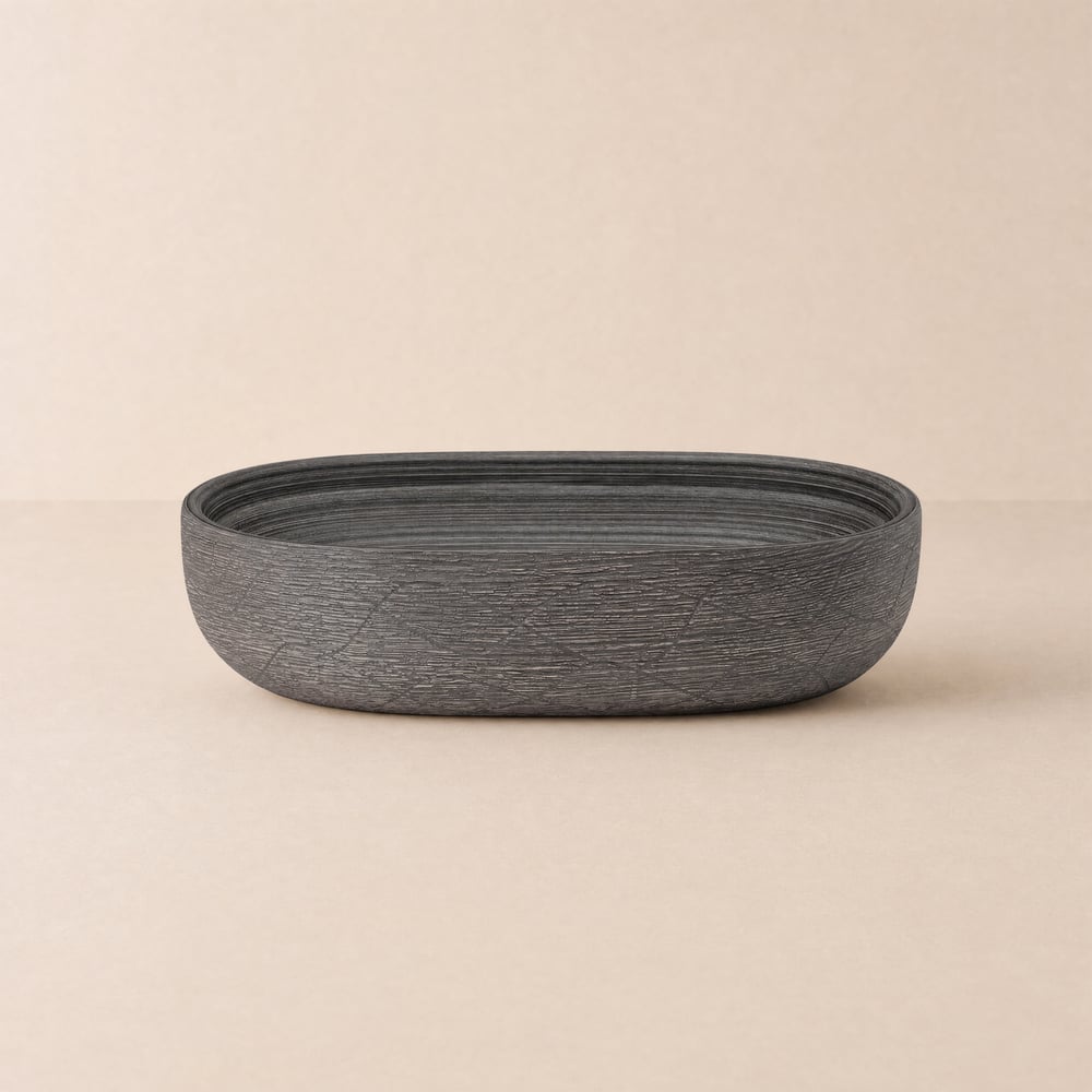 Bassin de salle de bain ovale en céramique grise 590 mm - Vasque vitrée mate image de fenêtre