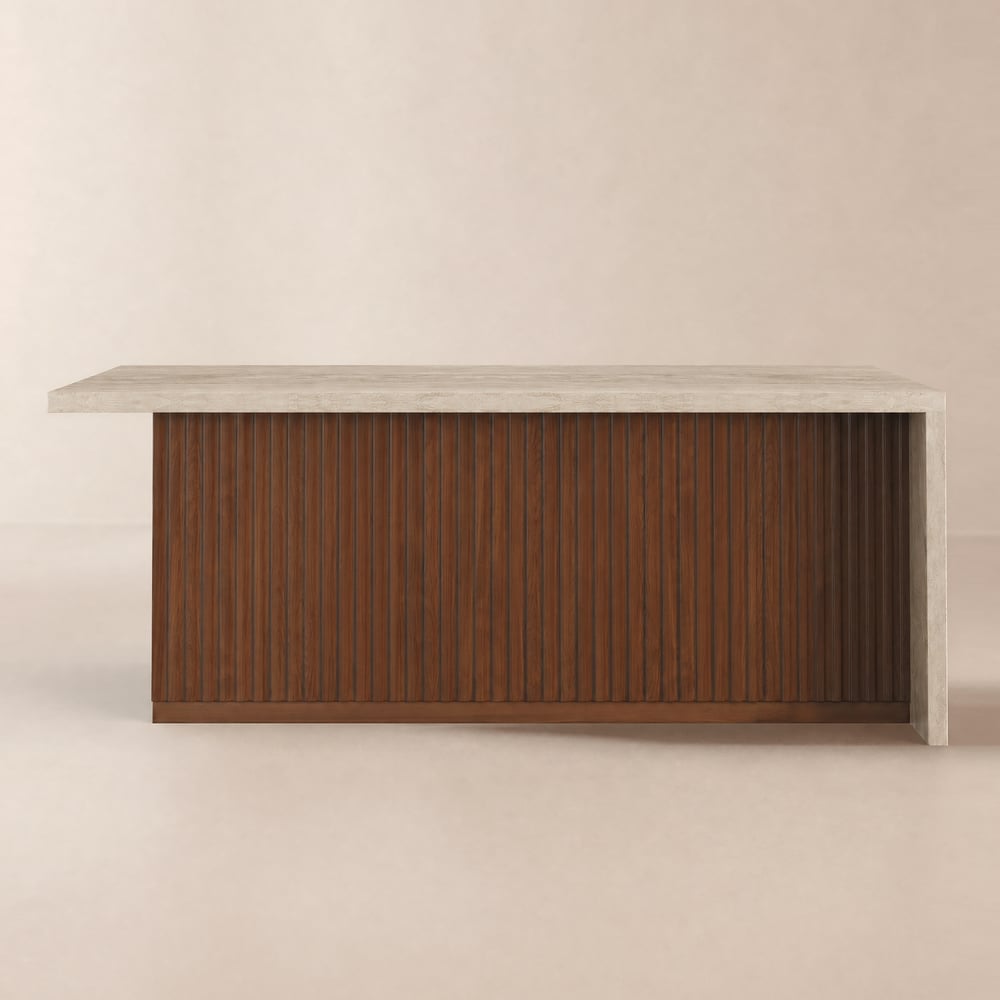 Modern 72" Wood Kitchen Island with Storage, Walnut window image