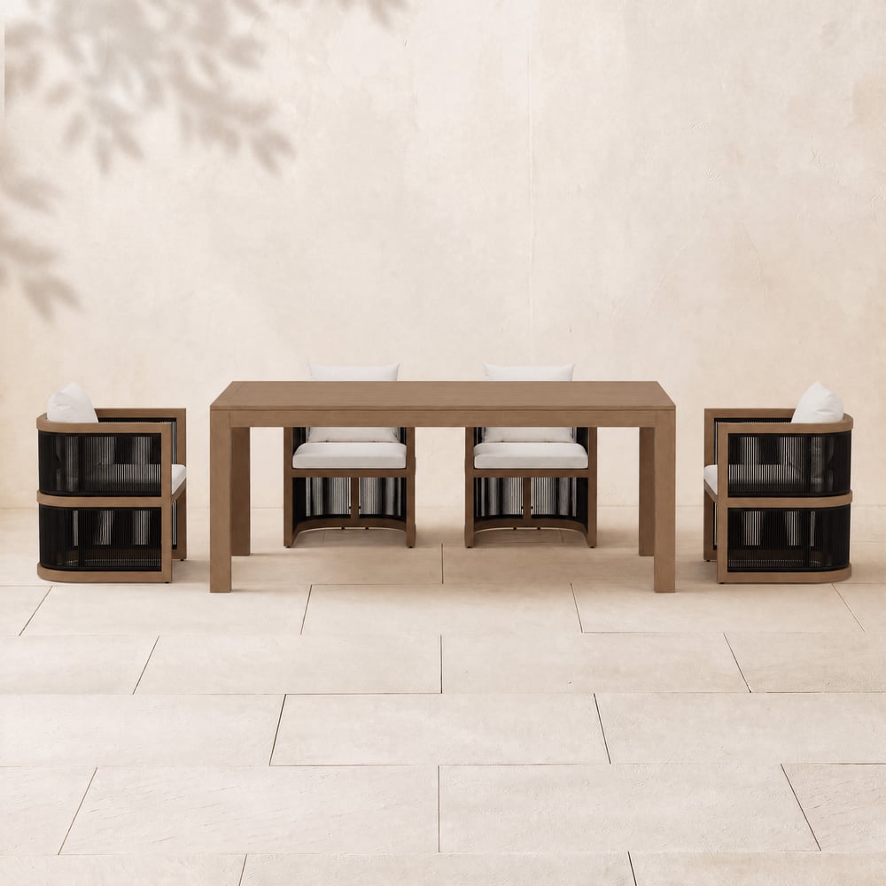 7-Piece Outdoor Rope Weave Dining Set with 6 Chairs window image