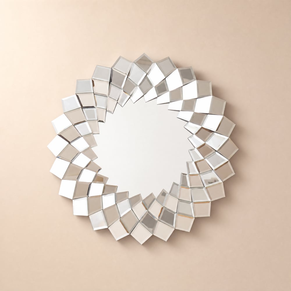60 cm Diamond-Shaped Wall Mirror, Silver Round Decorative Mirror window image