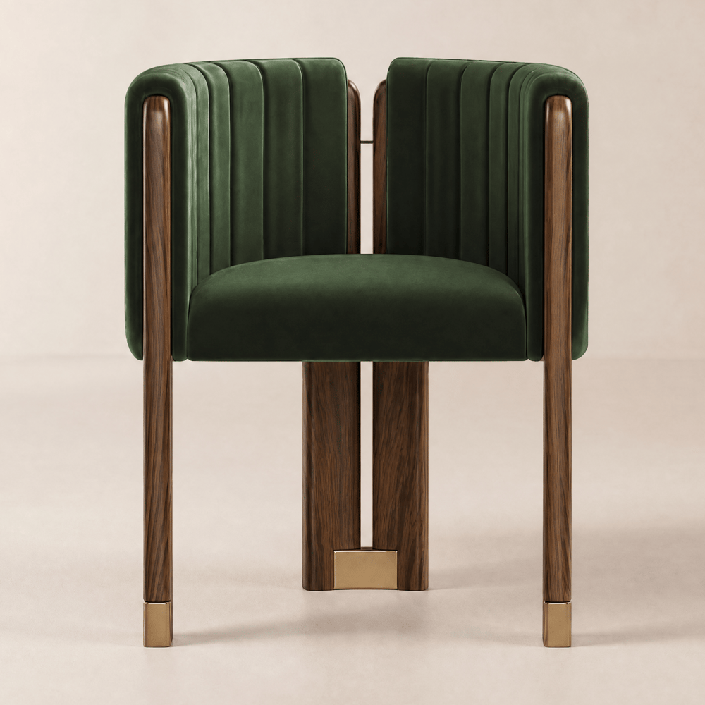 Fauteuil d’appoint enveloppant en velours cannelé avec pieds en bois image de fenêtre