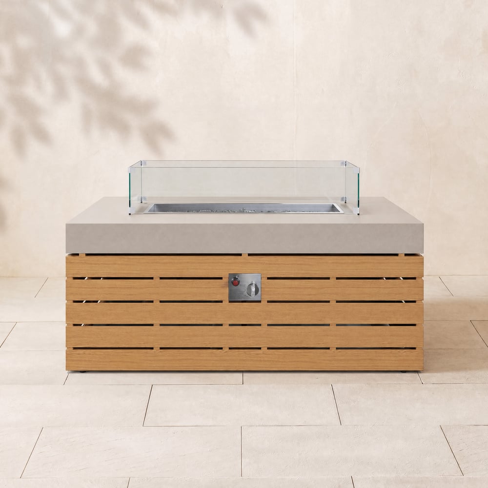 Tevara Outdoor 47" Propane Smokeless Aluminum Rectangular Fire Pit Table in Sand window image