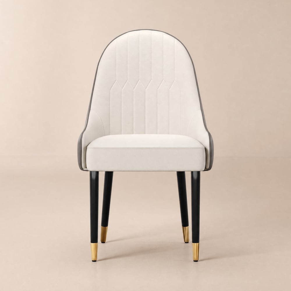 Silla de comedor Darg tapizada en piel sintética blanco y gris, 2 unidades Imagem da janela