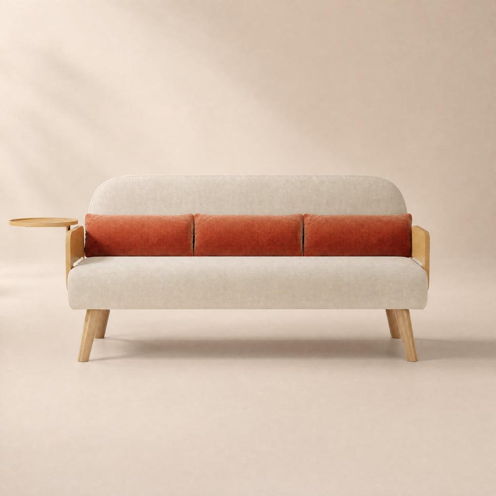 72" Full 2-Seater Cotton & Linen Sleeper Sofa with Rotating Tray window image