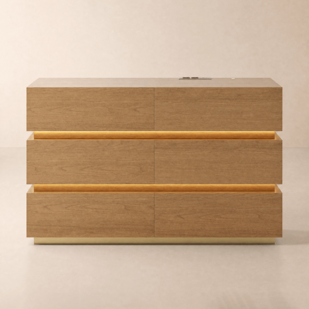 Lumio 120 cm LED 6-Drawer Dresser with Charging Station window image