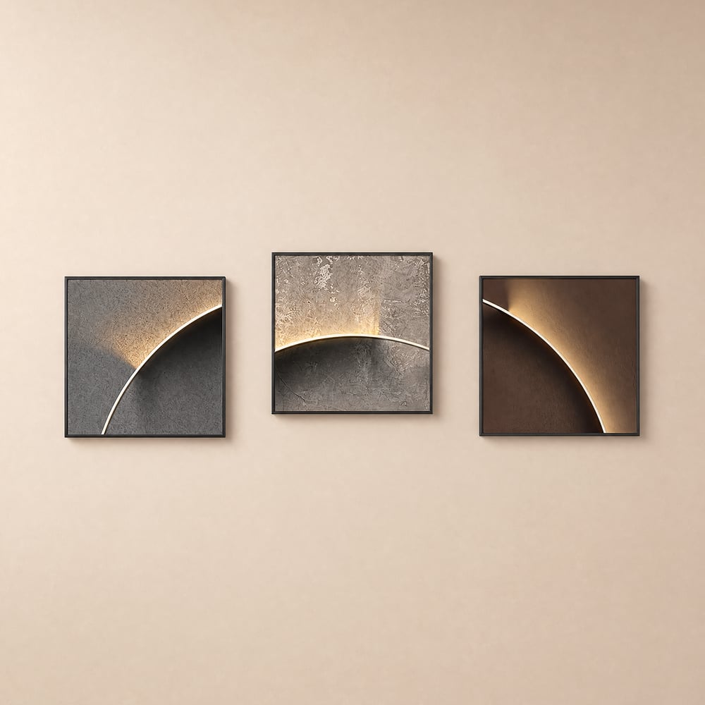 3 Pieces Modern Abstract Wall Decor Set Square Canvas Print with Frame Living Room window image