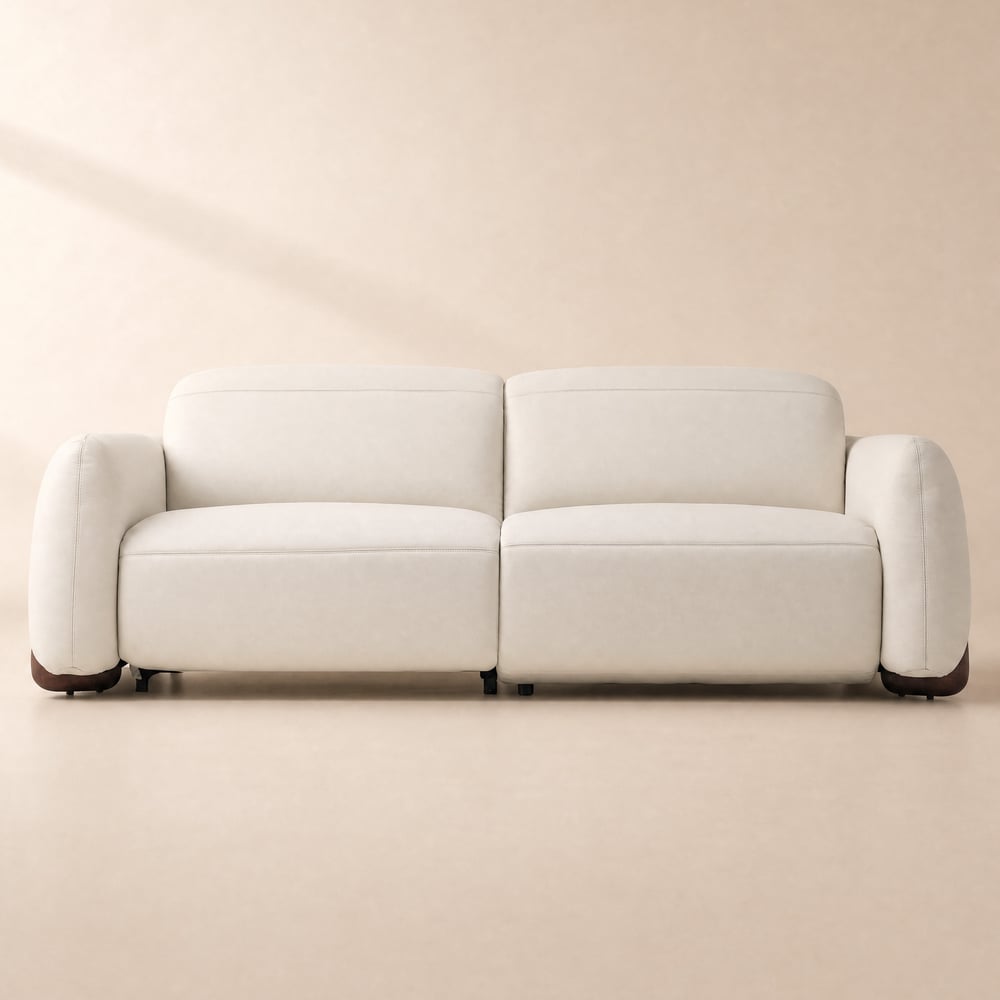 Curva 215cm Genuine Leather Power Reclining Sofa with Adjustable Headrest window image