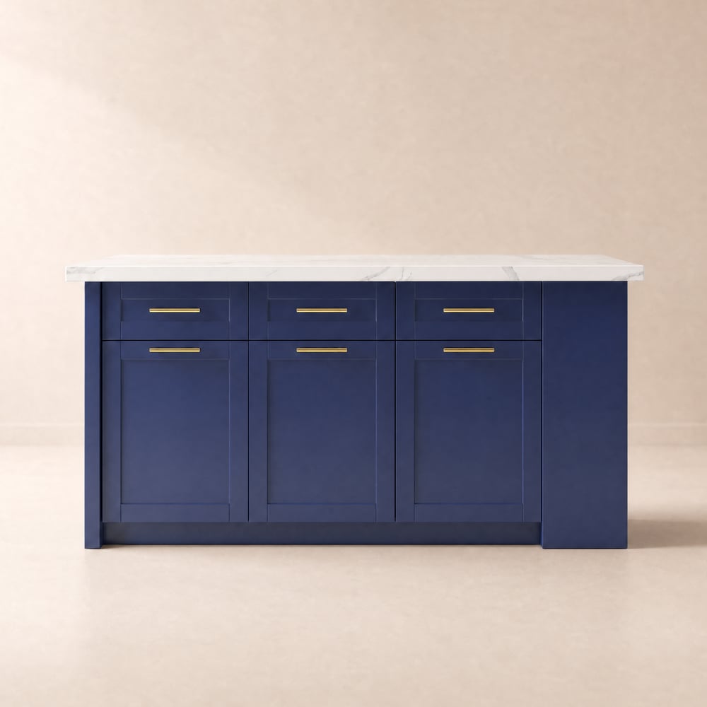 Kitchen Island with Generous Storage in Blue, 180 cm window image