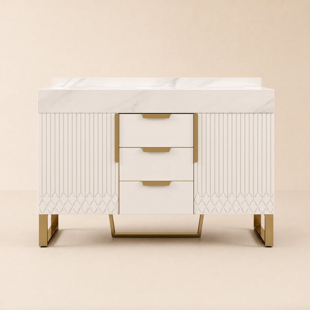 Aro Bathroom Vanity Set 1200mm Freestanding Bathroom Vanity White with Double Sinks window image