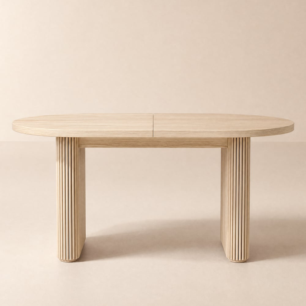 Fluve 160 cm - 200 cm Extendable Oval Whitewash Dining Table, Seats 4-6 window image