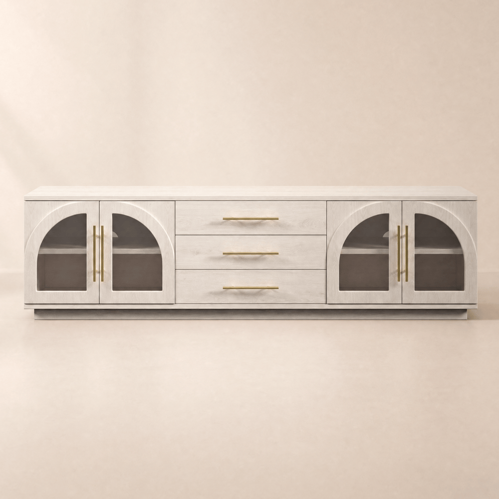Arune 183 cm Arched Glass Doors TV Unit with Storage and LED window image