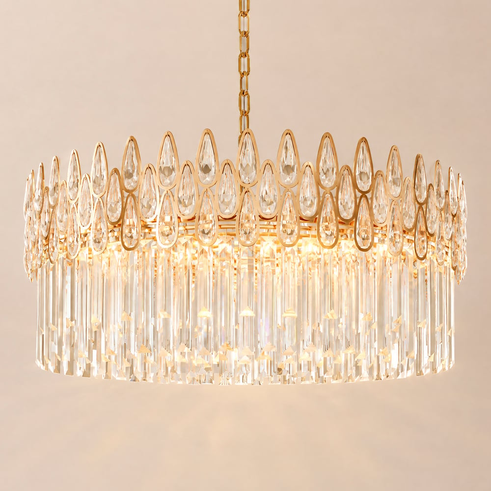 Ketose Modern Gold 9-Light Crystal Chandelier with Adjustable Chain window image