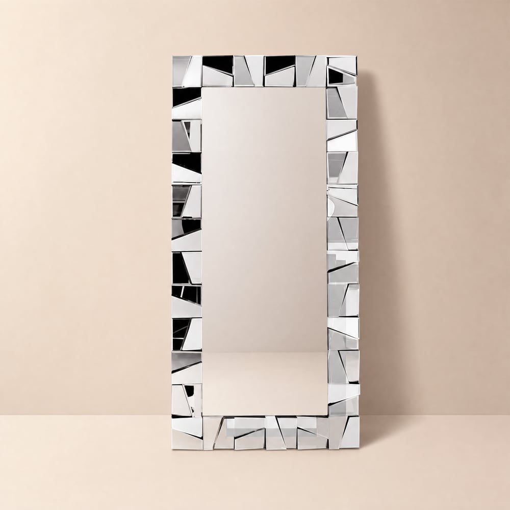 800mm x 1600mm Oversized Glam Rectangle Full Length Floor Mirror Silver Glass Frame window image