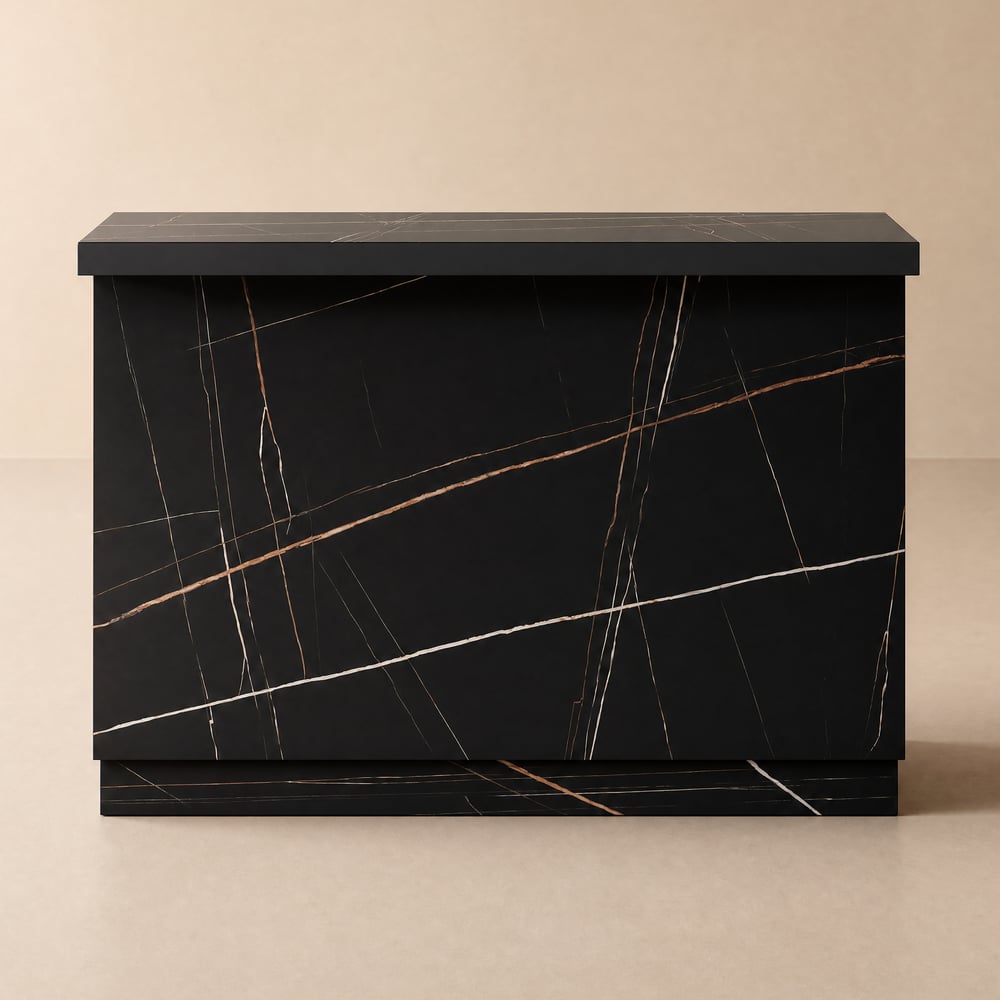 Japandi 127 cm Black Kitchen Island with Storage & LED Lighting window image