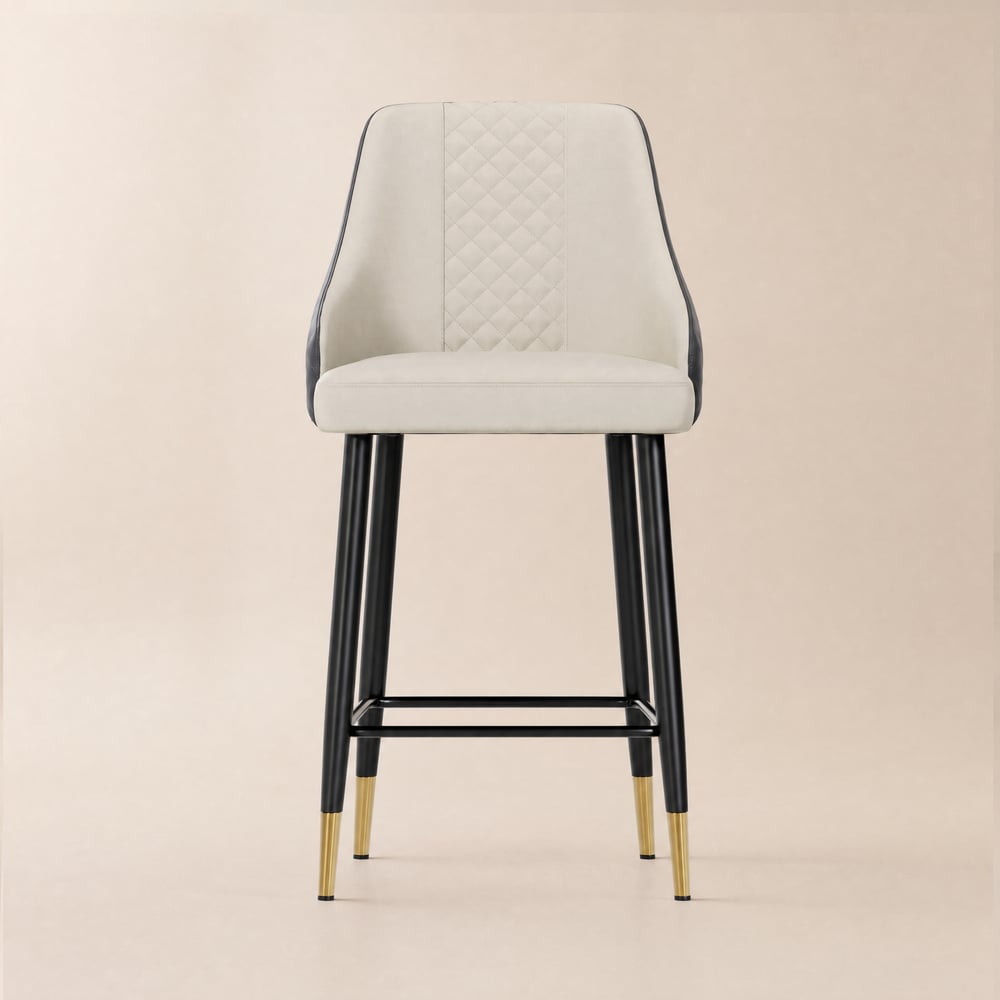 Sgabello cucina Diamic in pelle PU grigio imbottito, 1 pezzo Immagine della finestra