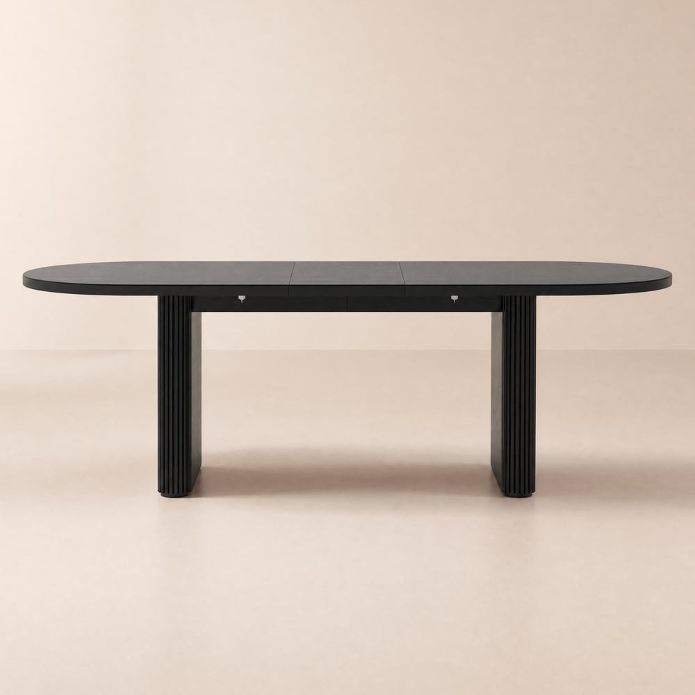 Tavolo da Pranzo Ovale Allungabile Fluve 200-240 cm Nero, 6-8 Persone Immagine della finestra