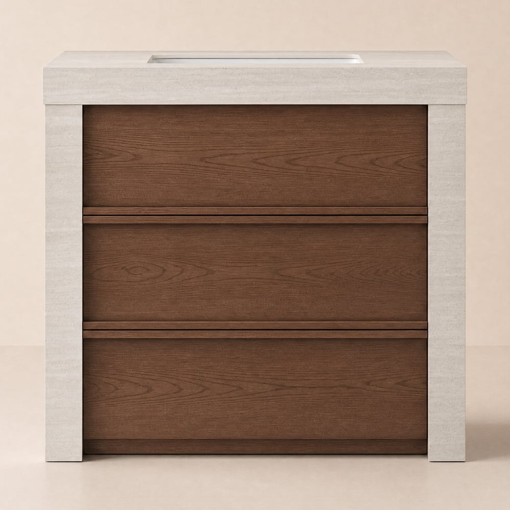 36" Single Bathroom Vanity with Ceramic Sink, Sintered Stone Top window image