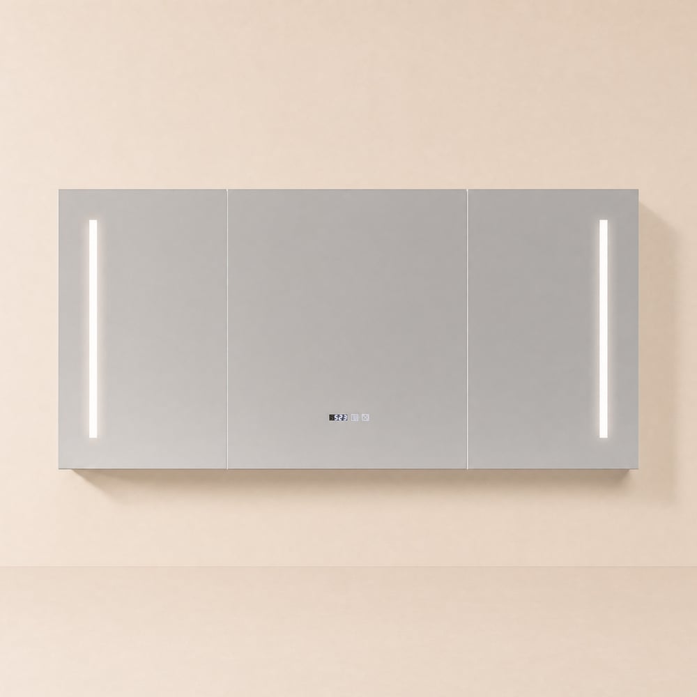 150 cm LED Bathroom Cabinet with Anti-Fog, Dimmable 3-Color Lighting, and Storage window image