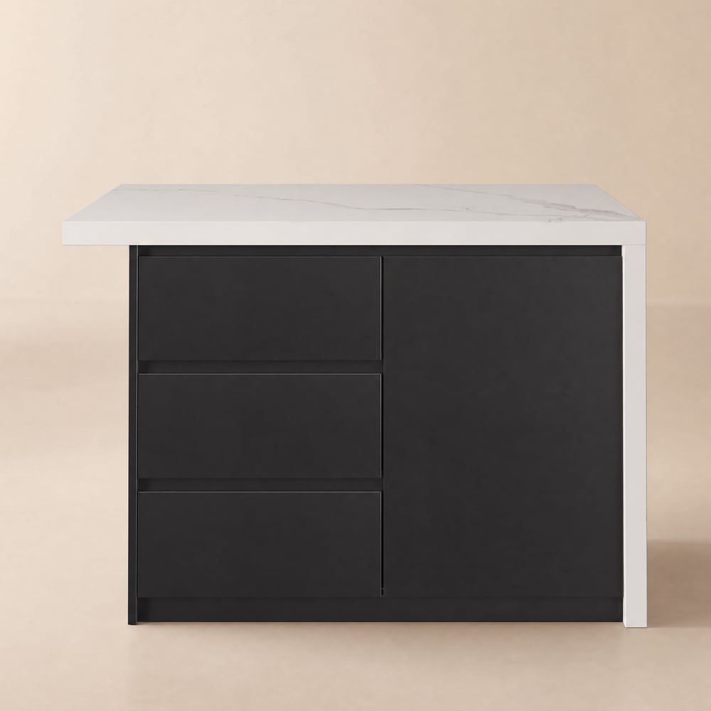 Modern 127 cm Wood Kitchen Island with Storage, White & Black window image
