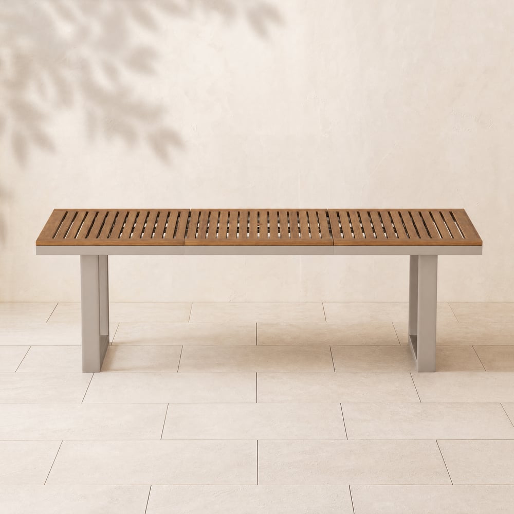 Tevara Rectangular Teak and Aluminium Outdoor Patio Dining Table for 6 People window image