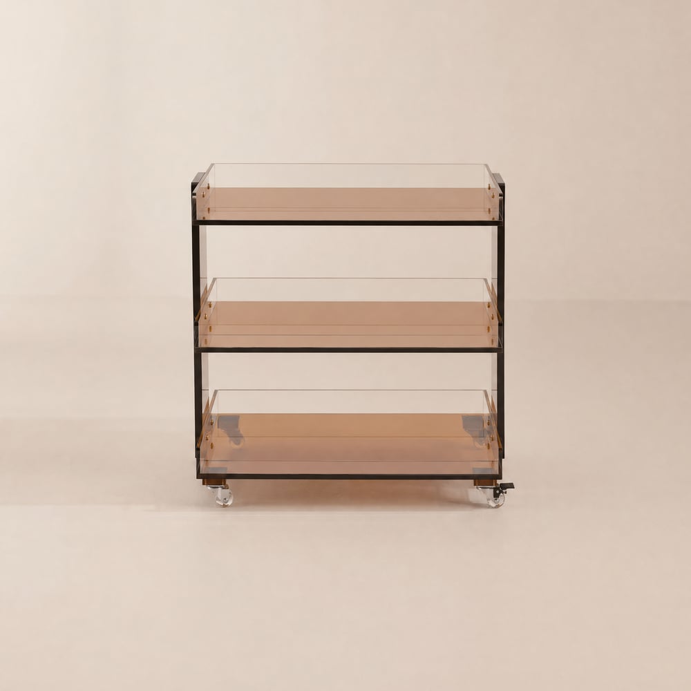 Carrello a barre in acrilico moderno a 3 livelli da 23,6" Immagine della finestra