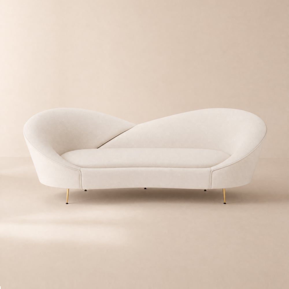236 cm Velvet Upholstered Curved Sofa with Gold Legs window image