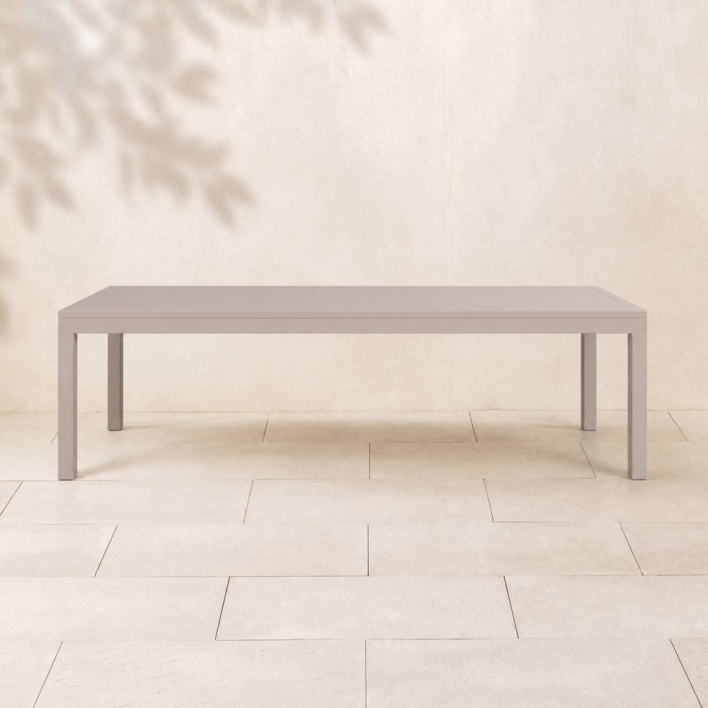 Wevara 104" Sand-Finished Aluminum Slatted Outdoor Dining Table in Sand window image
