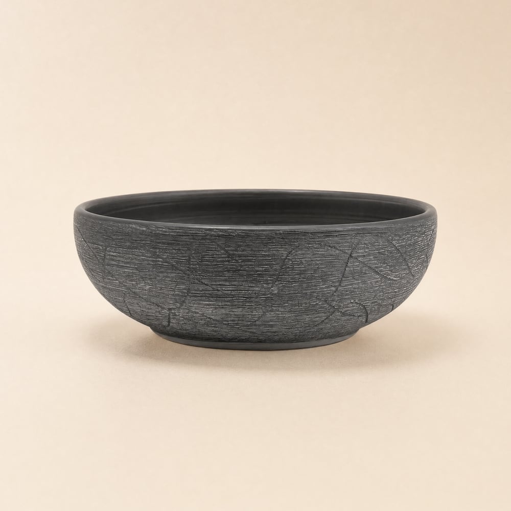 40cm Grey Round Ceramic Bathroom Sink – Matte Glazed Vessel Sink window image