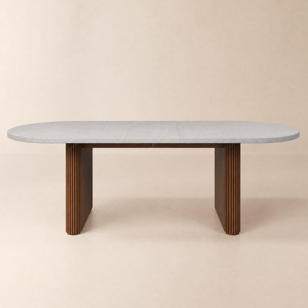 Fluve 200 - 2 cm Extendable Oval Concrete Grey Dining Table, Seats 6-8 window image