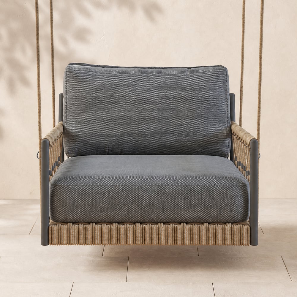 Ropipe Outdoor Aluminium & Rope Weave 1-Seater Swing Sofa in Dark Grey window image