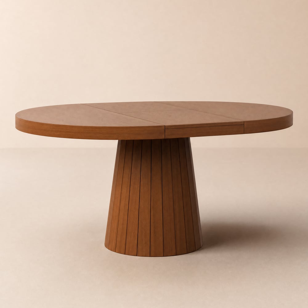 Japandi 100 cm – 140 cm Extendable Wooden Dining Table in Walnut for 4-6 People window image