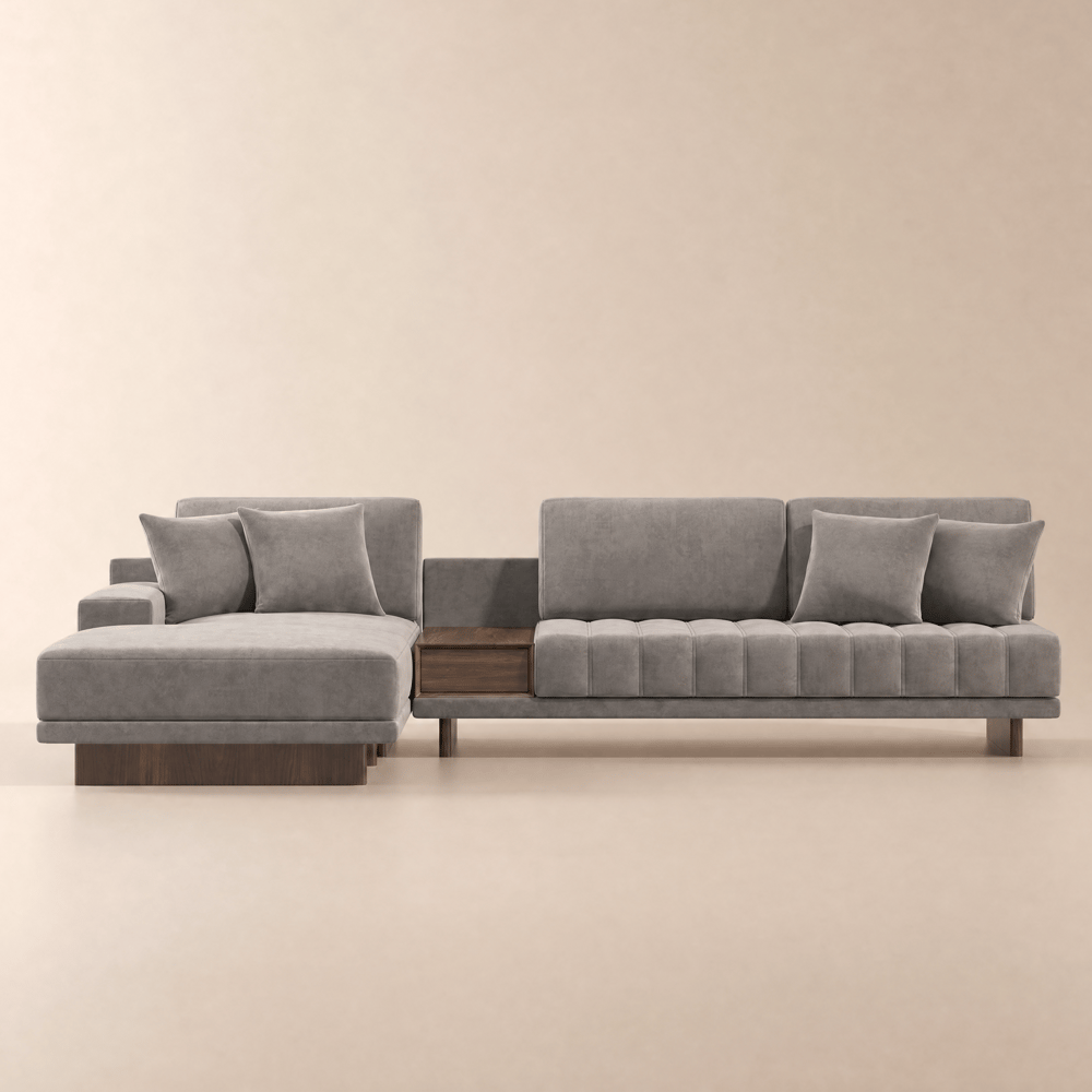 Vewal 320 cm L-Shaped Velvet Modular Sectional Sofa with Chaise & Ottoman window image