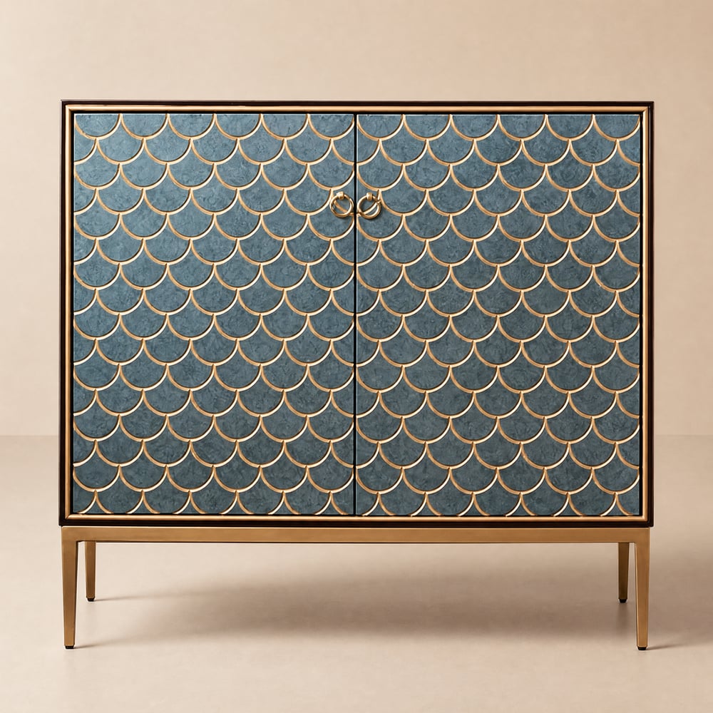 Aparador de madera de 100 cm con 4 puertas y estantes ajustables Imagen de ventana