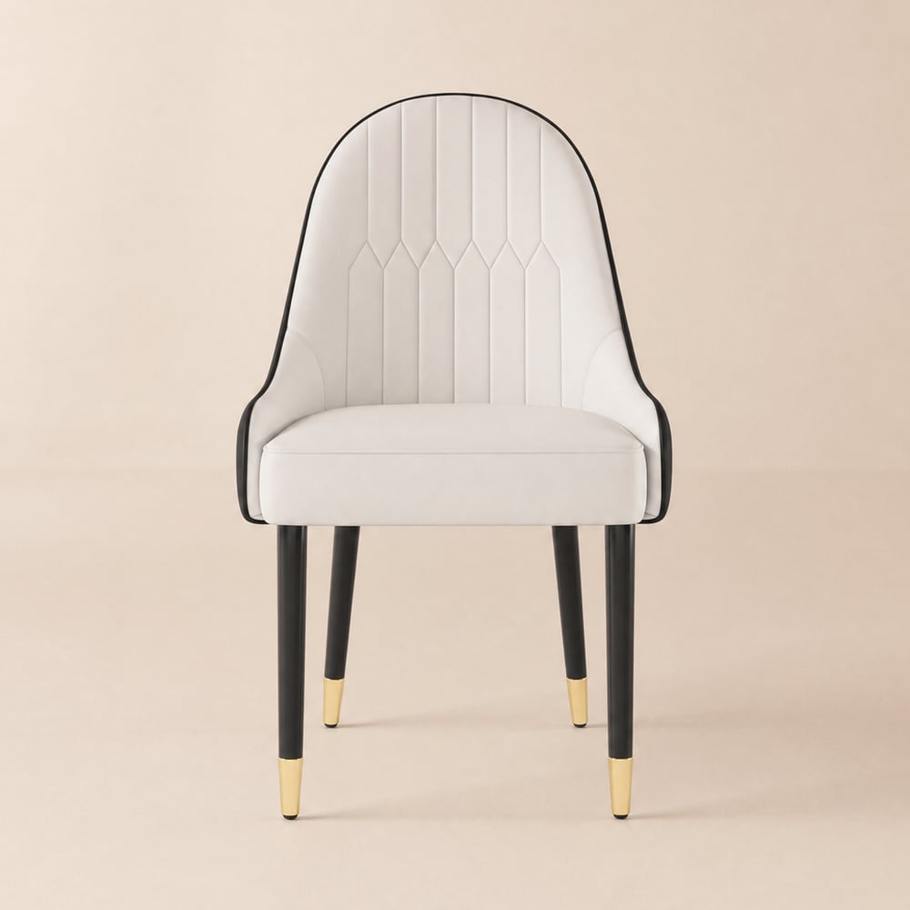 Modern Darg Dining Chair with Padded Faux Leather Seat in White and Black, Set of 2 window image