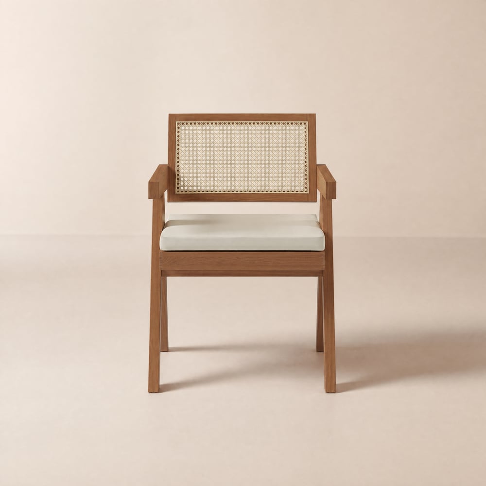 Archic Walnut Wood Dining Chair with Armrest, 1 Piece window image
