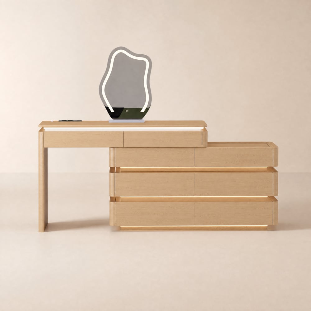Lumio Natural Rotating Lighted Makeup Vanity with Charging Station & Mirror window image