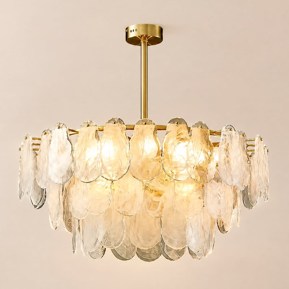 Cloude Modern 8-Light Tiered Cloud Glass Chandelier Adjustable Hanging Rod window image