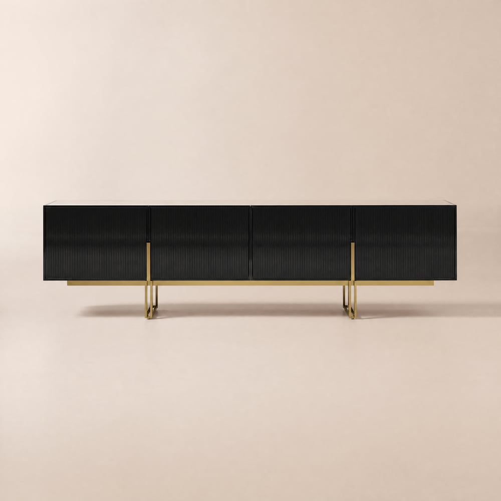 Grovyn 200 cm Sintered Stone Top Fluted TV Stand with Spacious Cabinets window image