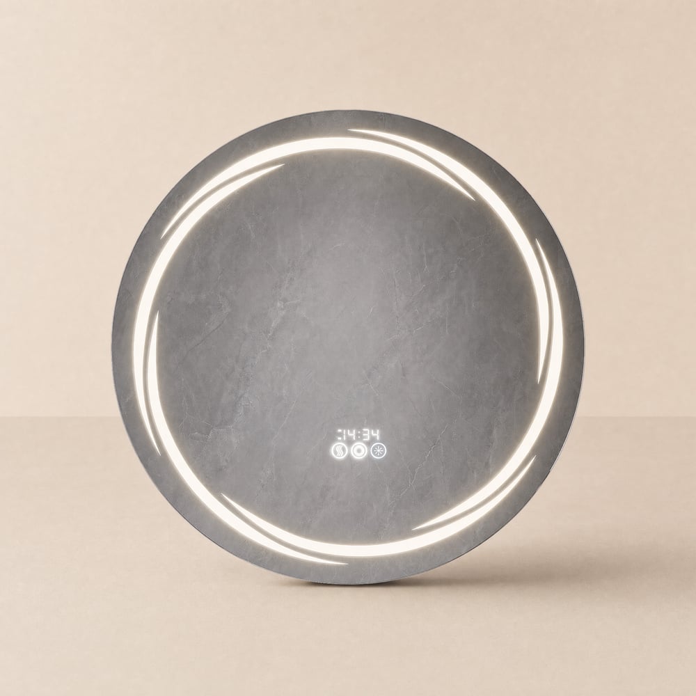 24" Round LED Black Medicine Cabinet with Storage, Anti-Fog, Dimmable window image