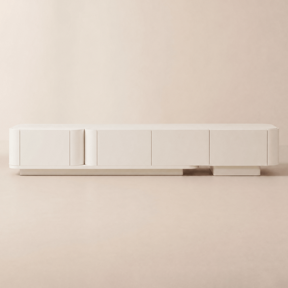 Modern 198 cm - 274 cm Extendable Off-White TV Unit with 4 Drawers window image