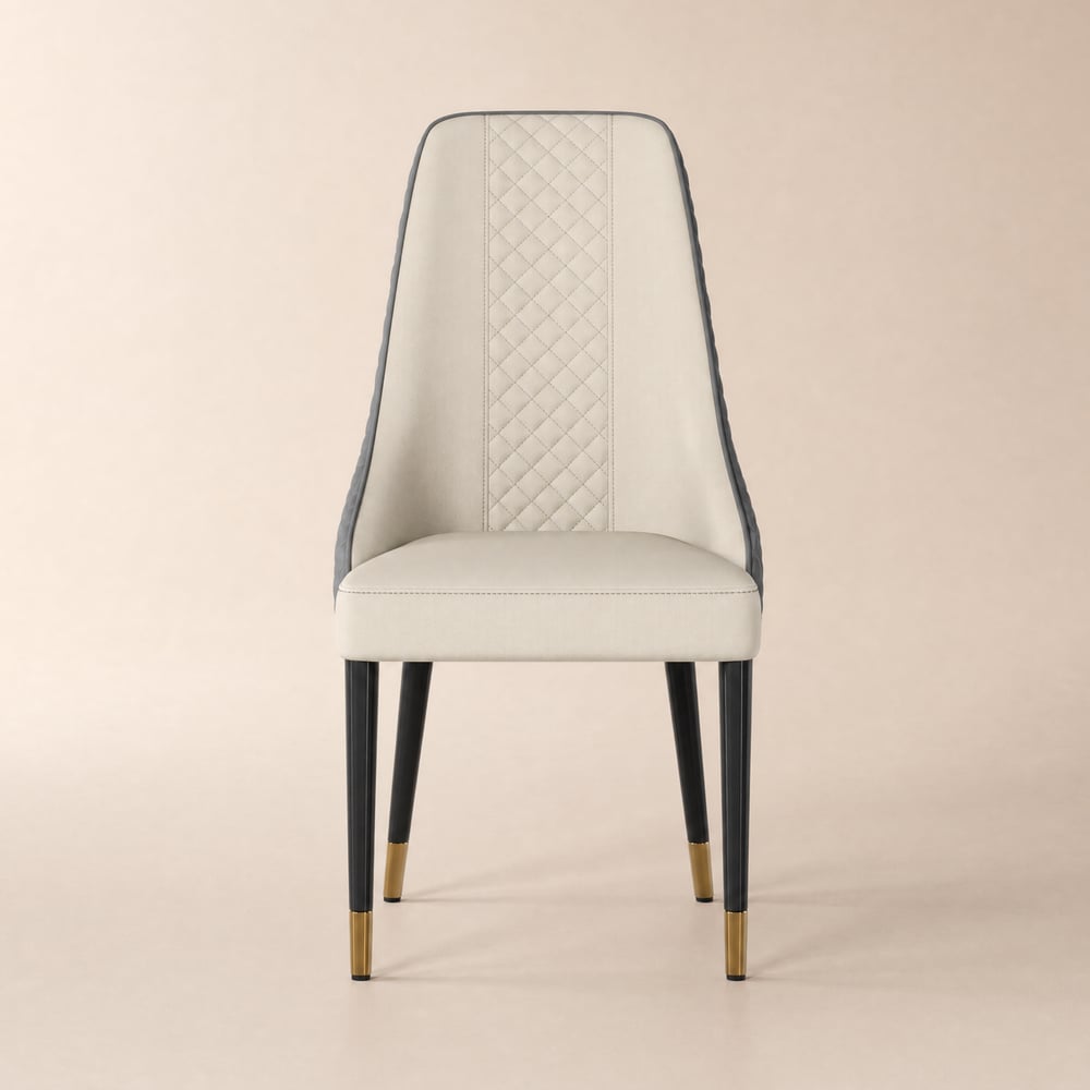 Diamic Gray Faux Leather Dining Chairs with Upholstered, 2 Pieces window image
