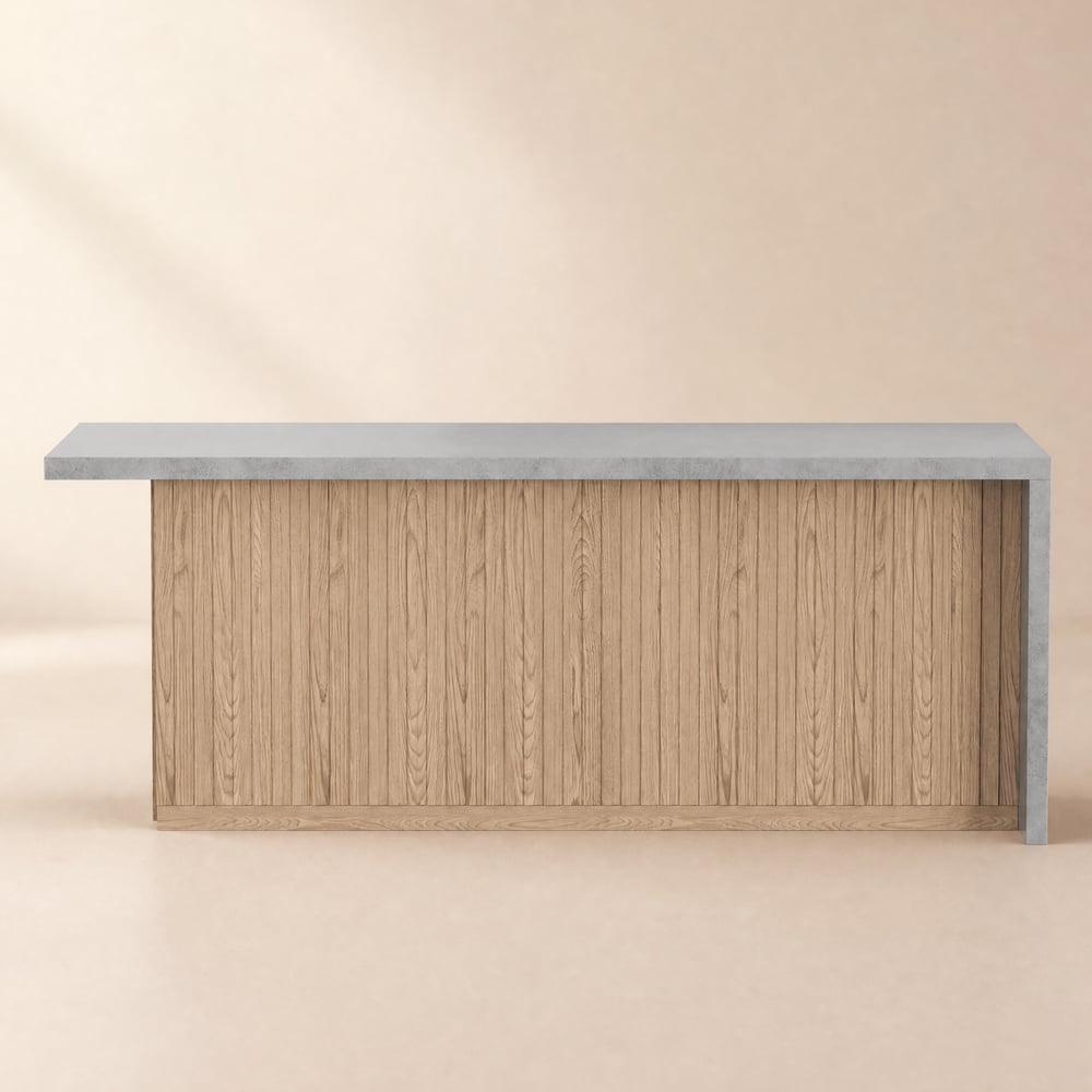 Japandi 183 cm Wood Kitchen Island with Drawers & Cabinets, Concrete Gray & Natural window image