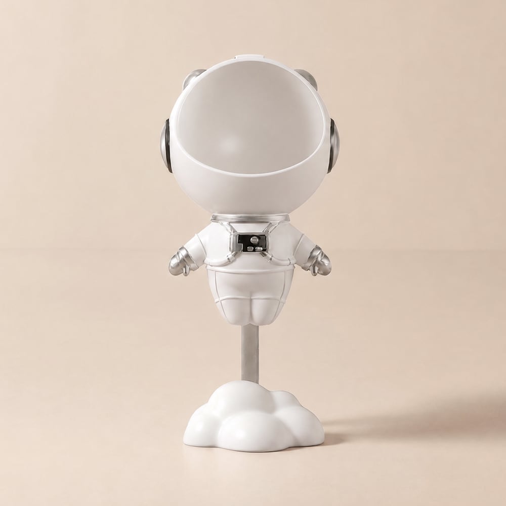 Figurine d'astronaute en résine, table d'appoint flottante dorée avec rangement image de fenêtre