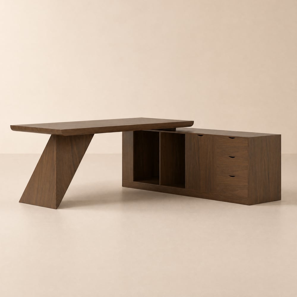 Modern 180 cm L-Shaped Walnut Executive Desk with Right Hand Return window image