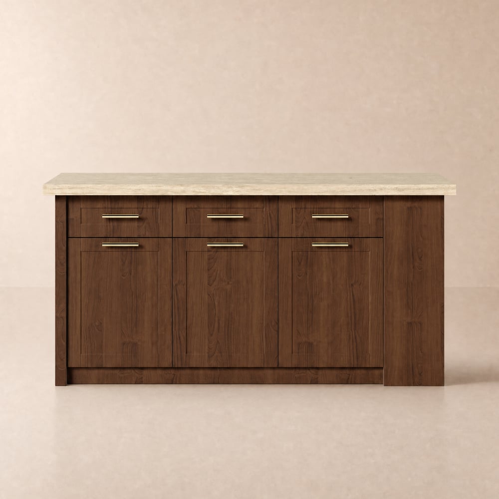Isola Cucina Moderna 180 cm in Legno con Cassetti e Ante, Noce Immagine della finestra