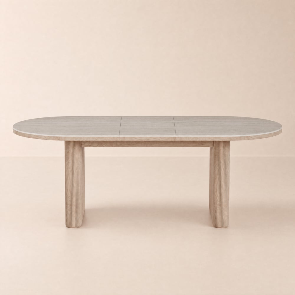 Modern 200 - 240 cm Extendable Oval Natural Matte Sintered Stone Dining Table, Seats 6-10 window image