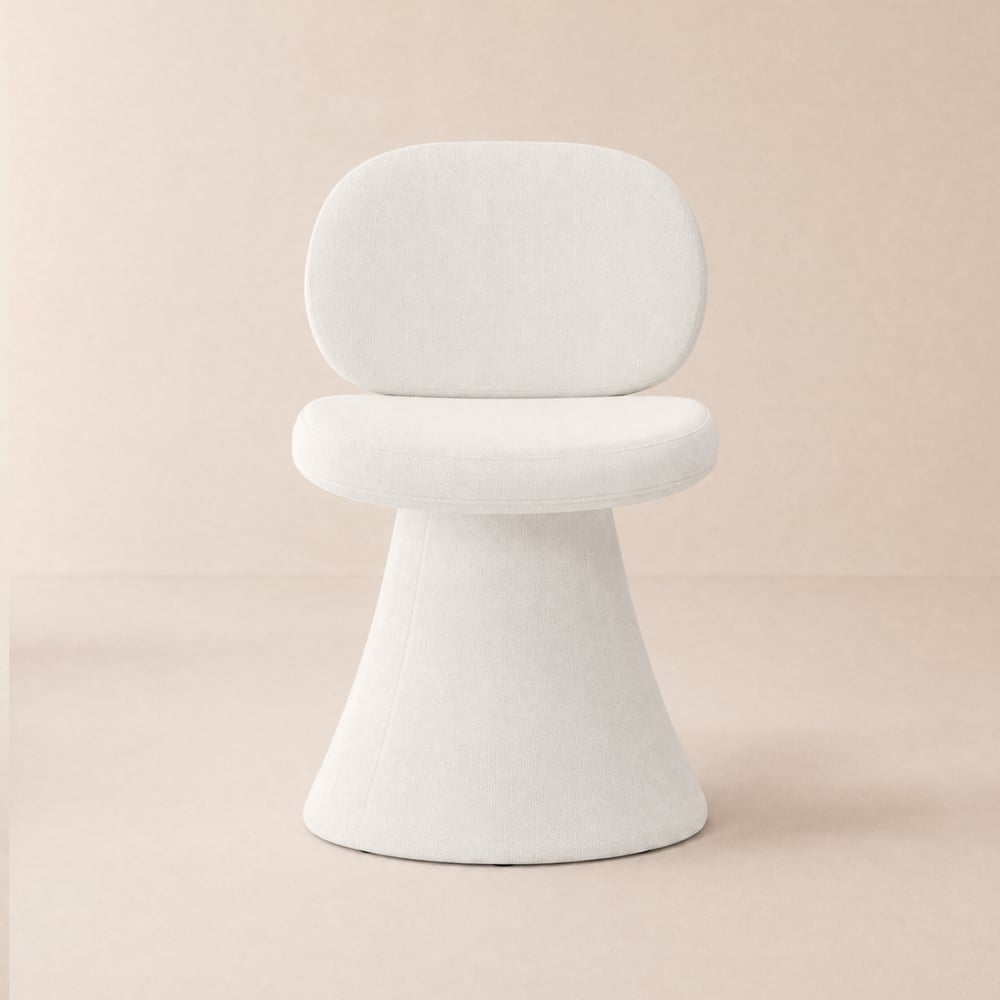 Warm White Performance Chenille Swivel Dining Chair, 1 Piece window image